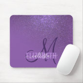 Diagonal Violet Lila Glitzer Gradient Ombre Mousepad (Mit Mouse)