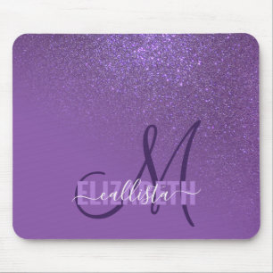 Diagonal Violet Lila Glitzer Gradient Ombre Mousepad