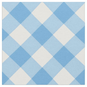 Diagonal Weiß/Blaues Gingham-Muster Stoff