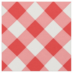Diagonal Weiß/Rot-Gingham-Muster Stoff