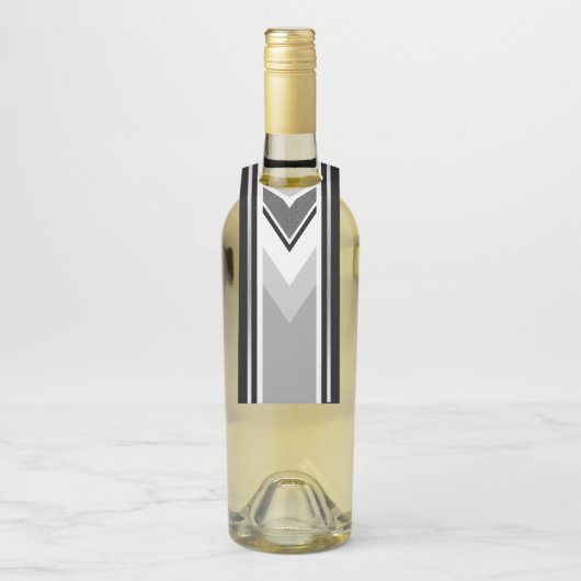 Diagonal weiß schwarz, grau, Streifen Flaschenanhänger (Auf Flasche)