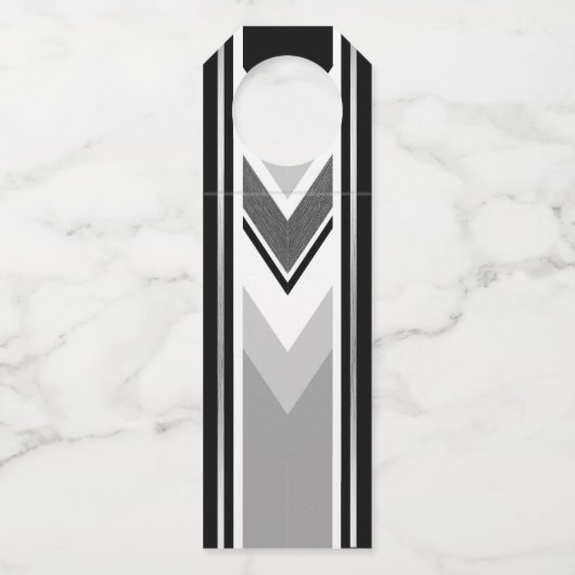Diagonal weiß schwarz, grau, Streifen Flaschenanhänger (Vorderseite)