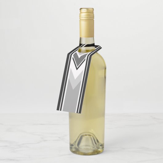 Diagonal weiß schwarz, grau, Streifen Flaschenanhänger (Angewinkelt)