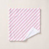 Diagonal white and pink stripes pattern badhandtuch set (Waschlappen)