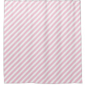 Diagonal white and pink stripes pattern duschvorhang (Vorderseite)
