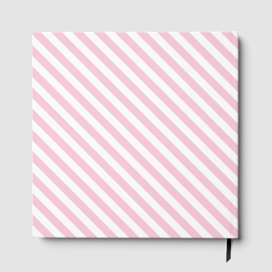Diagonal white and pink stripes pattern gästebuch (Rückseite)