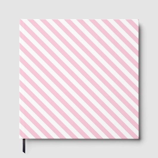 Diagonal white and pink stripes pattern gästebuch (Vorderseite)