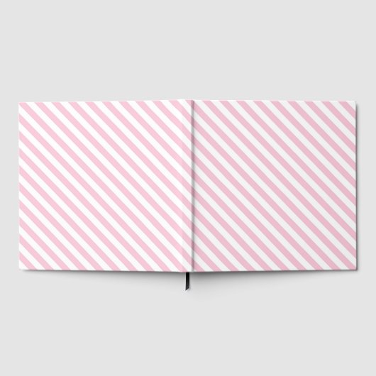 Diagonal white and pink stripes pattern gästebuch (Voll)