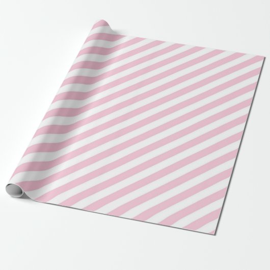 Diagonal white and pink stripes pattern geschenkpapier (Ungerollt)
