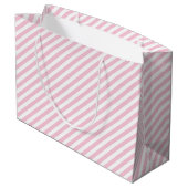 Diagonal white and pink stripes pattern große geschenktüte (Rückseite Schrägansicht)
