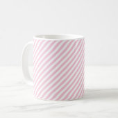 Diagonal white and pink stripes pattern kaffeetasse (Vorderseite Links)