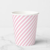 Diagonal white and pink stripes pattern pappbecher (Rückseite)