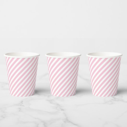 Diagonal white and pink stripes pattern pappbecher (Multi)