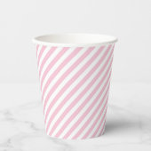 Diagonal white and pink stripes pattern pappbecher (Vorderseite)