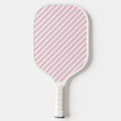Diagonal white and pink stripes pattern pickleball schläger (Rückseite)