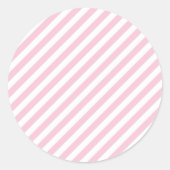 Diagonal white and pink stripes pattern runder aufkleber (Vorderseite)