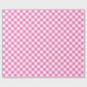 Diagonal White/Pink Gingham Pattern Geschenkwrap Geschenkpapier (Flach)