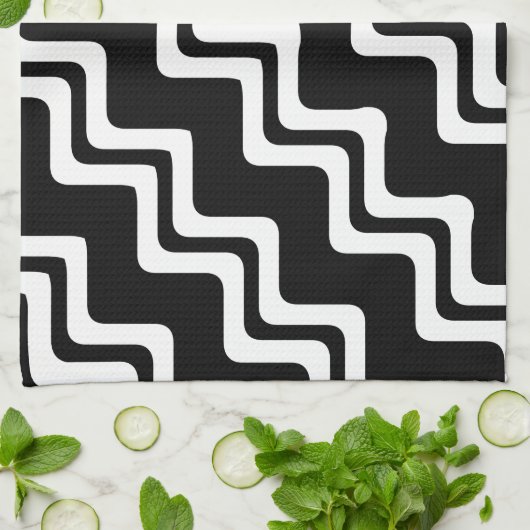 Diagonal Zig Zag Muster für zwei farbige Linien Geschirrtuch (Gefaltet)