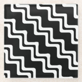 Diagonal Zig Zag Muster für zwei farbige Linien Glasuntersetzer (Vorderseite)