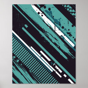 Diagonale Abstraktion mit gesprenkelten Streifen Poster