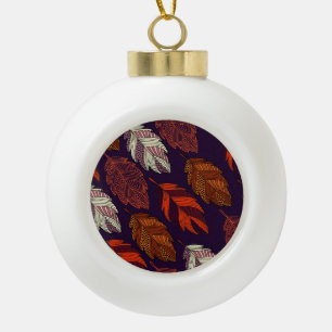 Diagonale Blätter: handGezeichnet Vintages Muster Keramik Kugel-Ornament