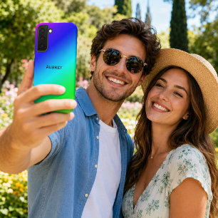 Diagonale Blau-zu-Grün-Verlauf Hinzufügen Name Samsung Galaxy Hülle