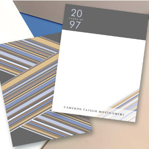 Diagonale blaue Anstecknadel Streifen Preppy Absch Dankeskarte