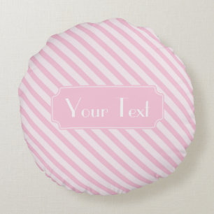 Diagonale Blüten-Rosa-Streifen fertigen Monogramm Rundes Kissen