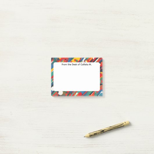 Diagonale Farbspritzer Post-it Klebezettel (Auf Schreibtisch)