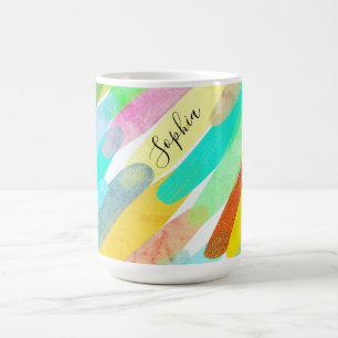 Diagonale Farbstriche, Name, 70er Abstrakte Kunst Kaffeetasse