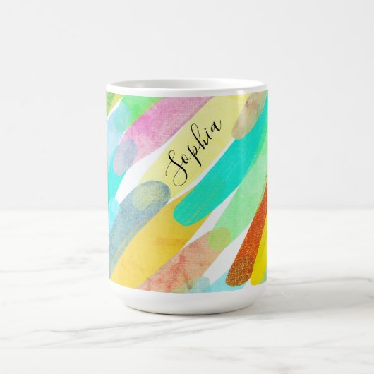 Diagonale Farbstriche, Name, 70er Abstrakte Kunst Kaffeetasse (Mittel)