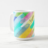Diagonale Farbstriche, Name, 70er Abstrakte Kunst Kaffeetasse (Vorderseite Links)