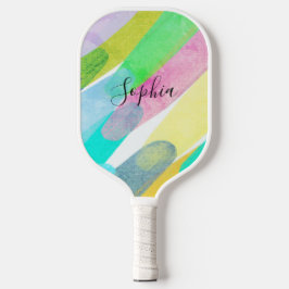 Diagonale Farbstriche, Name, 70er-Jahre Abstract A Pickleball Schläger