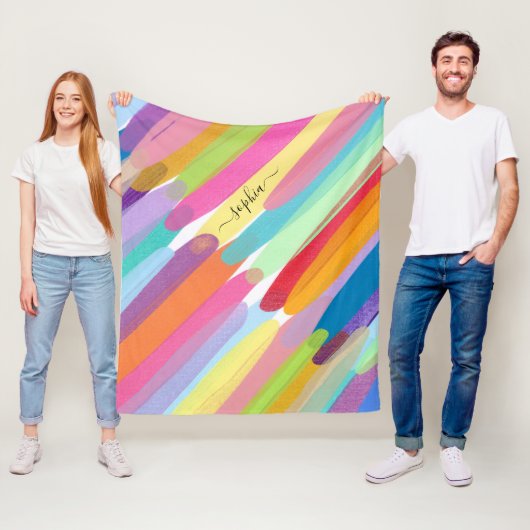 Diagonale Farbstriche, Name, Abstrakte Malerei Fleecedecke (Beispiel)