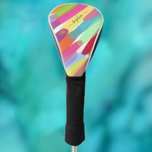 Diagonale Farbstriche, Name, Abstrakte Malerei Golf Headcover