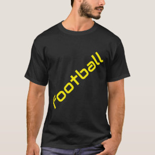 Diagonale gelbe FOOTBALL Schrift auf schwarzem Hin T-Shirt