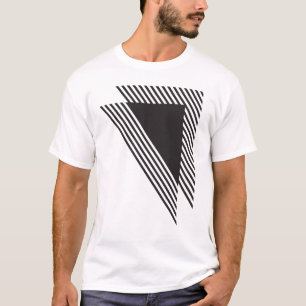Diagonale geometrische Streifen in Schwarz T-Shirt