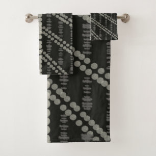 Diagonale Horizontale Vertikale Graue Gepunktete P Badhandtuch Set