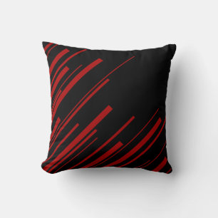 Diagonale Linien in Rot und Schwarz Kissen
