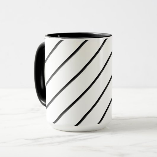 Diagonale Linien (schwarz) Tasse (Vorderseite Links)