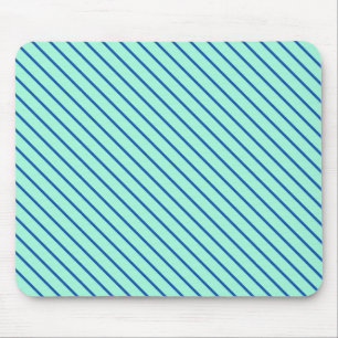 Diagonale Nadelstreifen - Aqua und Marine Mousepad