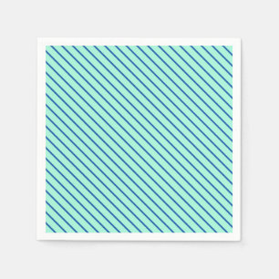 Diagonale Nadelstreifen - Aqua und Marine Serviette