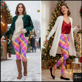 Diagonale Neon-Karierstreifen-Verlauf Leggings