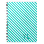 Diagonale Neonblau-weiße Streifen Initialen Notizblock (Vorderseite)