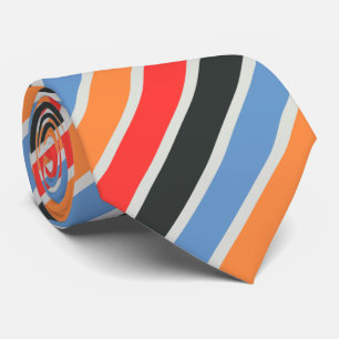 diagonale orange, himmelblaue und rote Streifenmus Krawatte