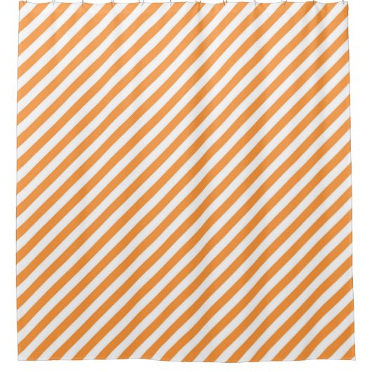 Diagonale orange und weiße Streifenmuster Duschvorhang (Vorderseite)