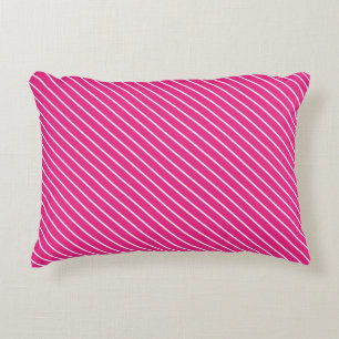 Diagonale pinstreifen - fuchsienrosa und weiß zierkissen