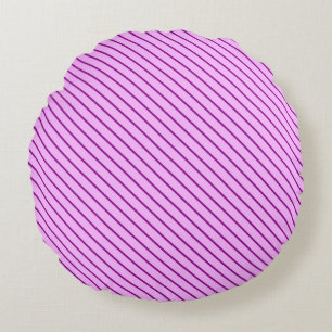 Diagonale Pinstreifen - orchid und lila Rundes Kissen