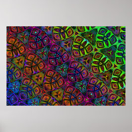 diagonale psychedelische, mehrfarbige abstrakte Ku Poster