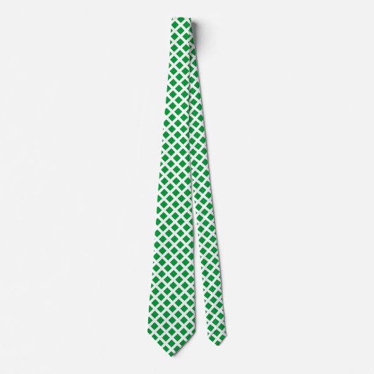 Diagonale Quadrate - Grass Green on White Neck Tie Krawatte (Vorderseite)
